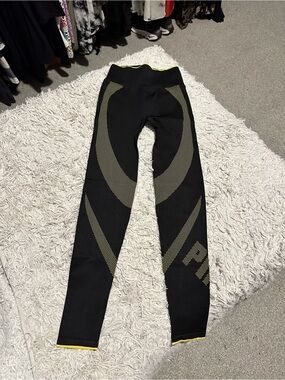 PINK Victoria's Secret Black Leggings with Yellow Accents